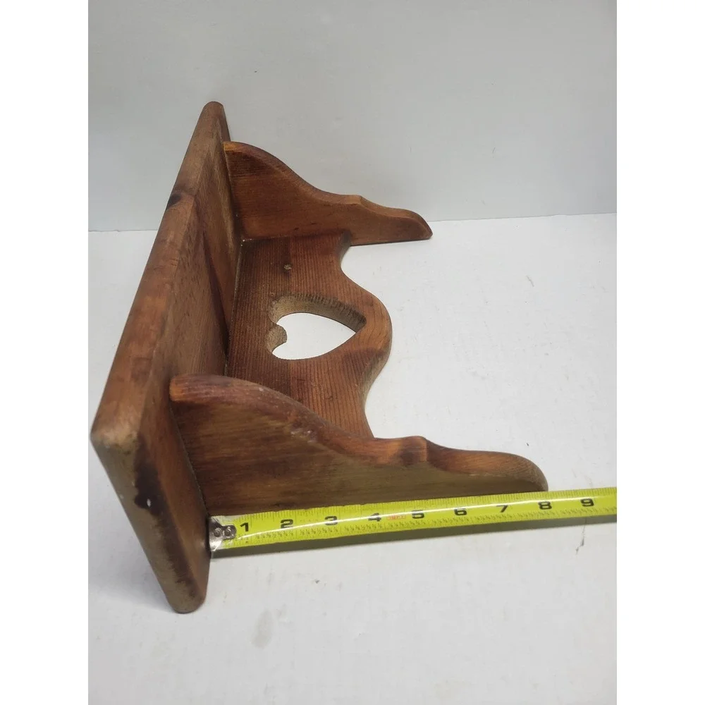 Vintage Rustic Pine Wood Heart Cutout Wall Shelf Farmhouse Country Decor 18in
